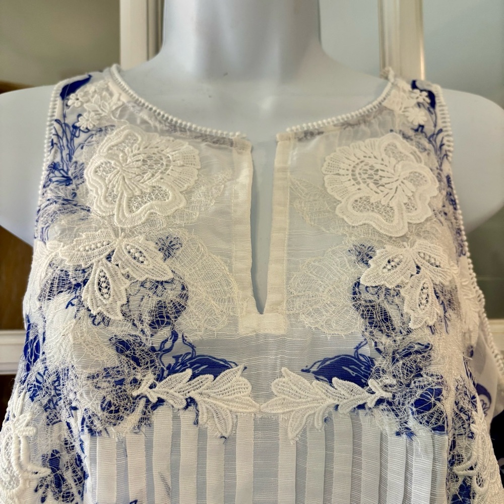 Ranna Gill x Anthropologie Zestio Pleated Blouse Floral Ombre Small Like New - Picture 7 of 11